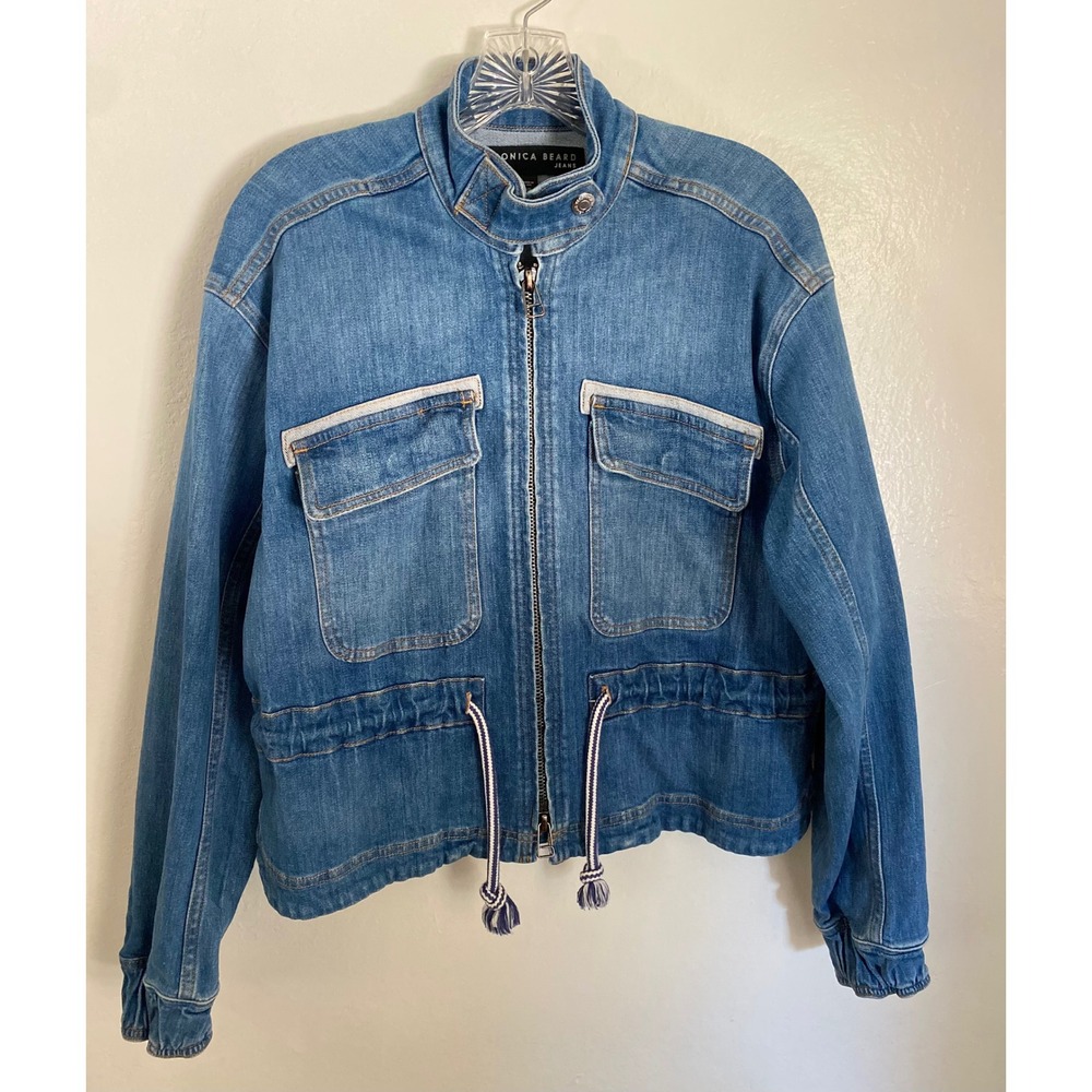 Veronica Beard Roz Drawstring Denim Jacket Astra Wash Blue XS - Picture 6 of 16